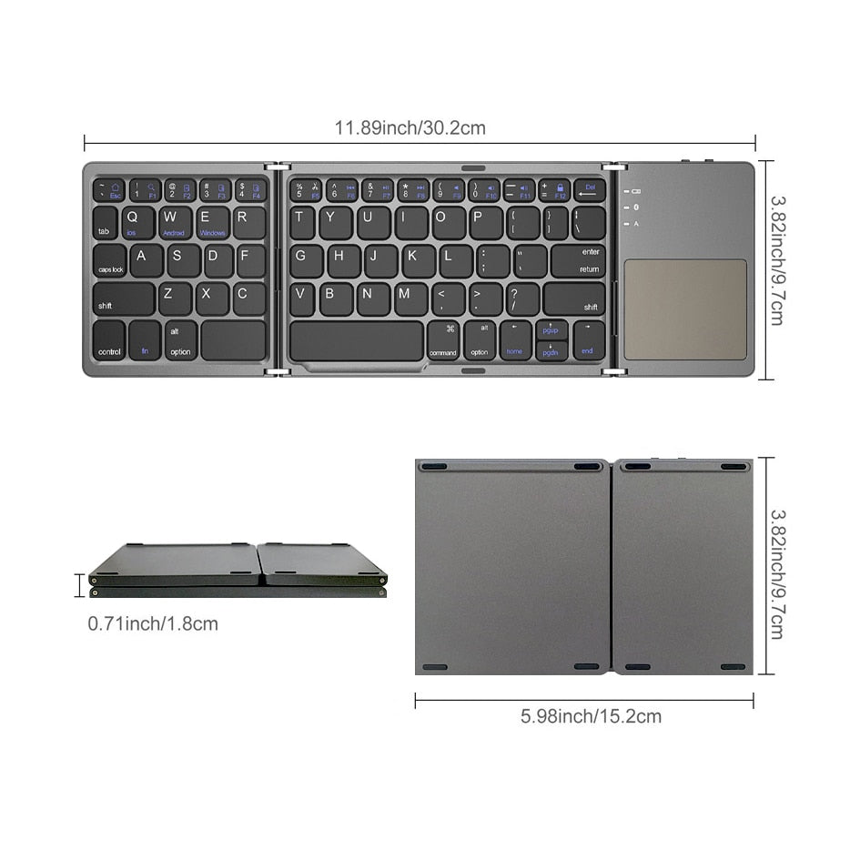 Folding Wireless Keyboard with Touchpad