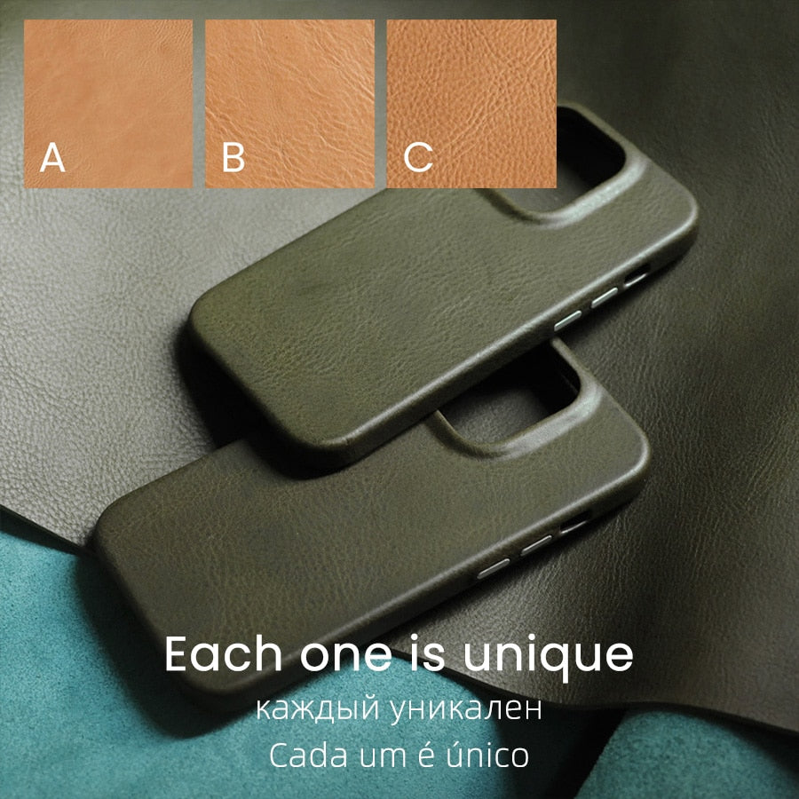 Italian Minerva Box Genuine Leather Case for iPhone 14 - 14 Pro Max