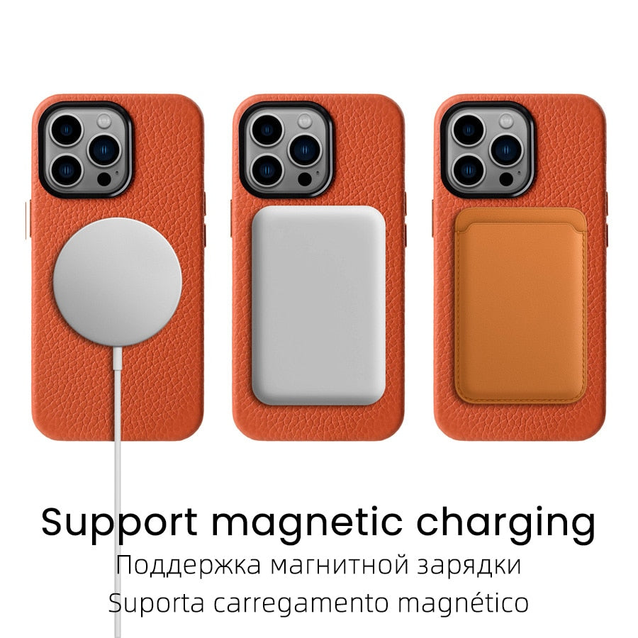 French Premium Magnetic Cowhide Case for iPhone 14 - 14 Pro Max